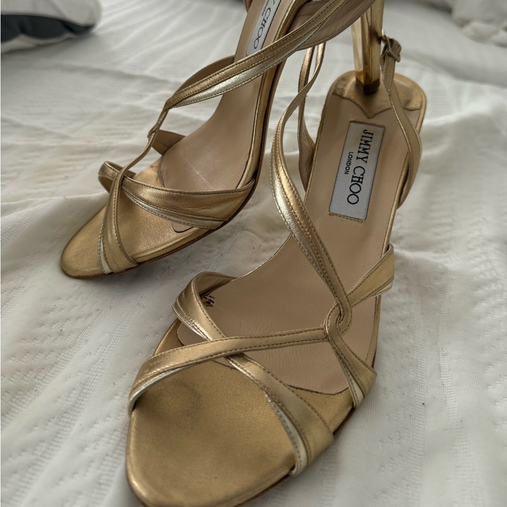 Jimmy Choo Metallic Gold Heels